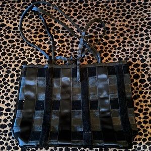 Satin and Velvet hand held evening bag by Neiman Marcus